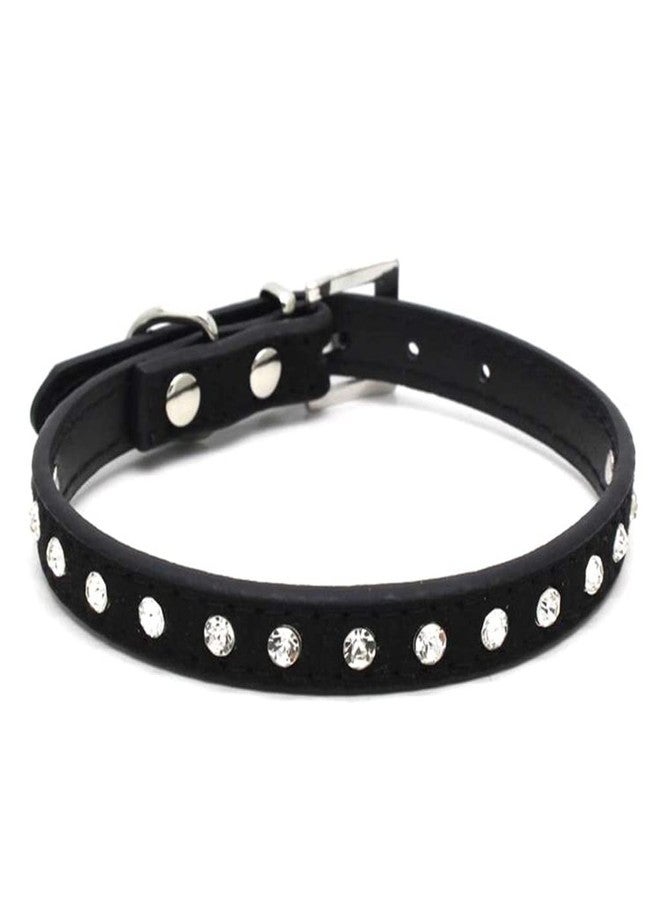 Weimostar XS Dog Collar Bling Puppy Diamond Rhinestone Crystal Cute Little Pet Kitten Collars for Adjustable XSmall Medium Large Breed Girl Boys Female Male Black - Image 2